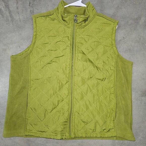 Barrage Lime Green Quilted & Fleece Full Zip-Front Polyester Vest Size Large - Picture 2 of 6